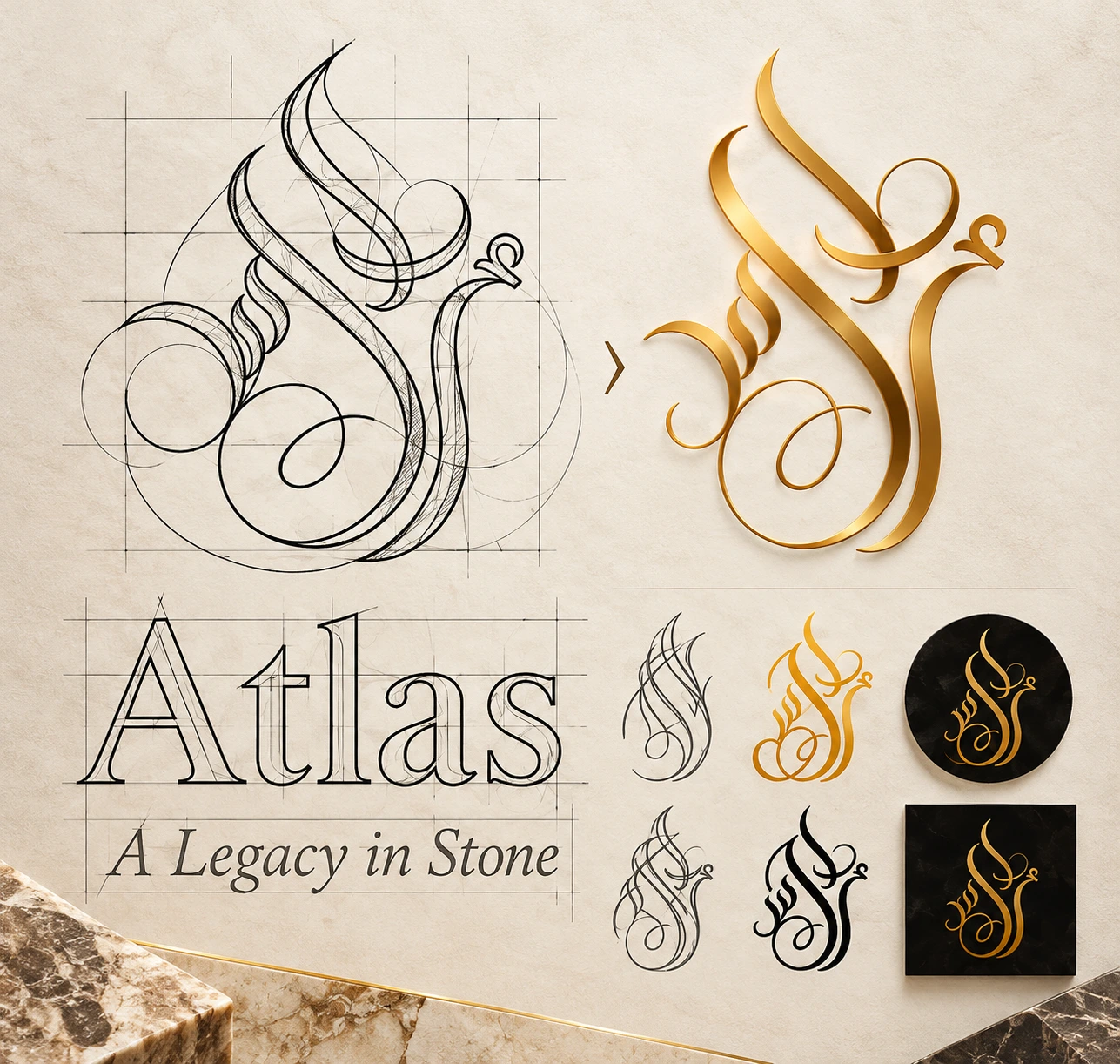 Atlas — Logo Construction & Variations — Adhav Creative Studio